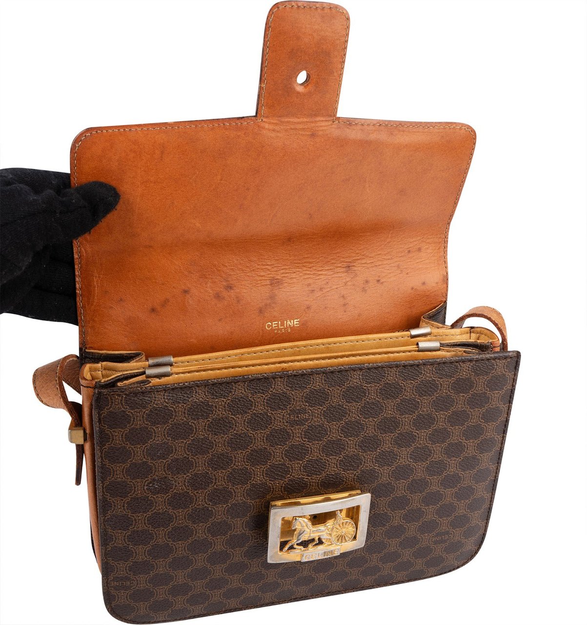 Celine Celine Macadam Triomphe Crossbody Bag Bruin