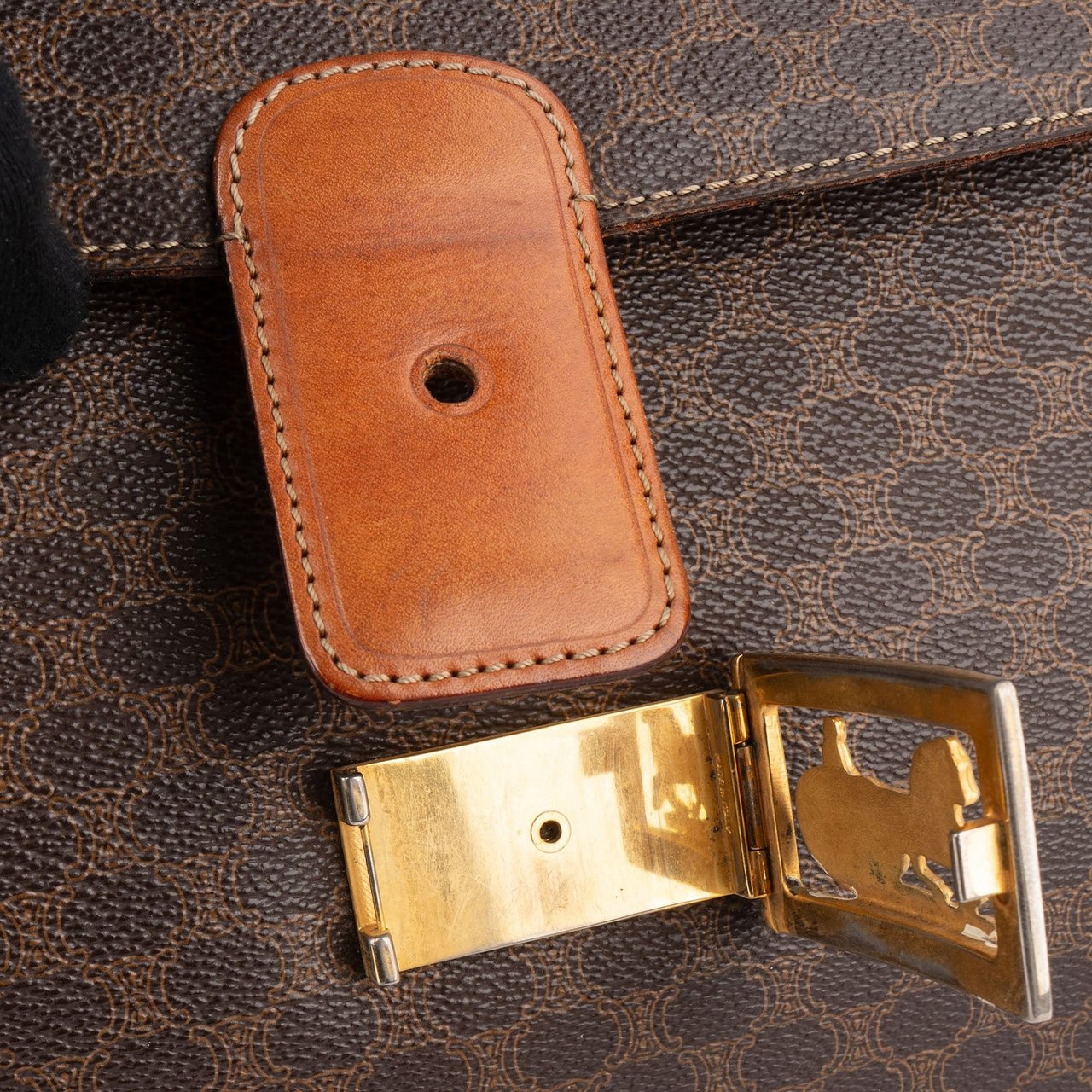 Celine Celine Macadam Triomphe Crossbody Bag Bruin