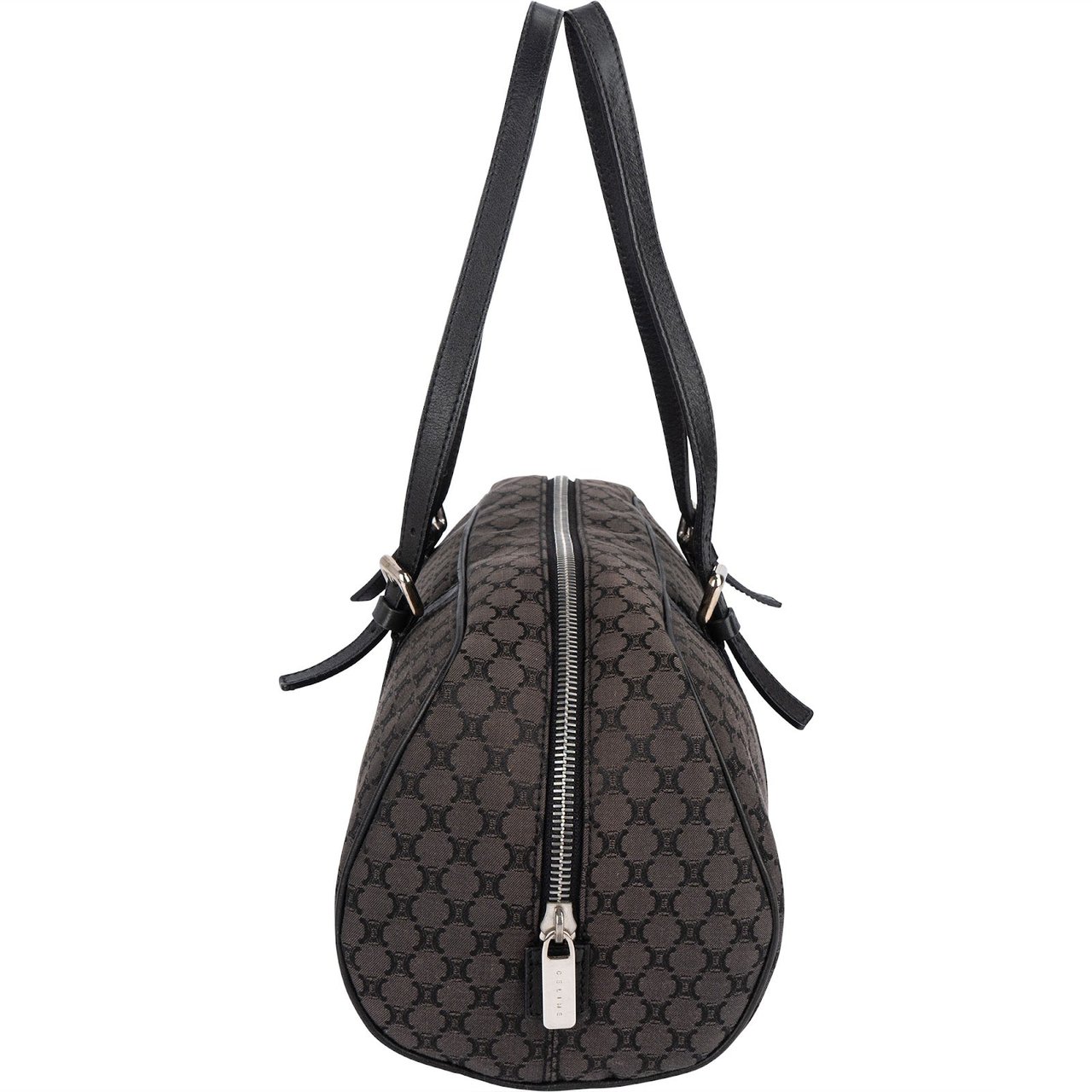 Celine Celine Black Macadam Nylon Boston Shoulder Bag Zwart