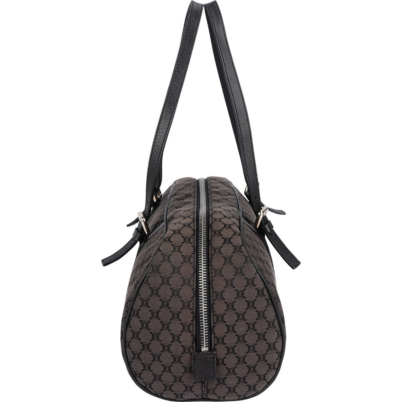 Celine Celine Black Macadam Nylon Boston Shoulder Bag Zwart