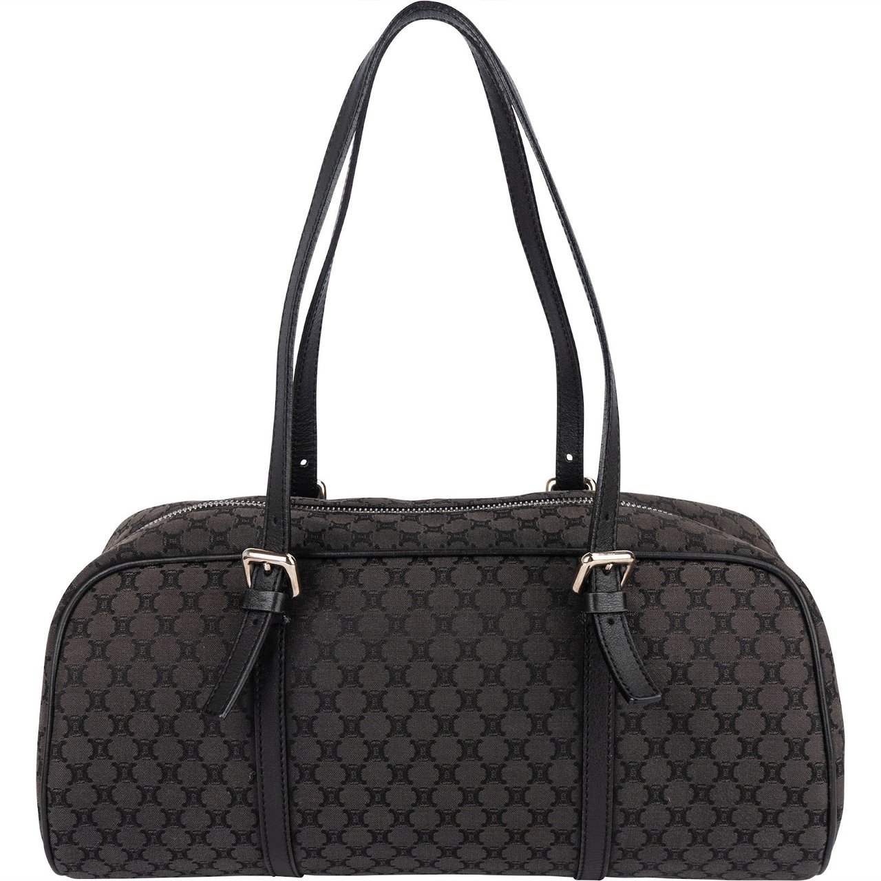 Celine Celine Black Macadam Nylon Boston Shoulder Bag Zwart