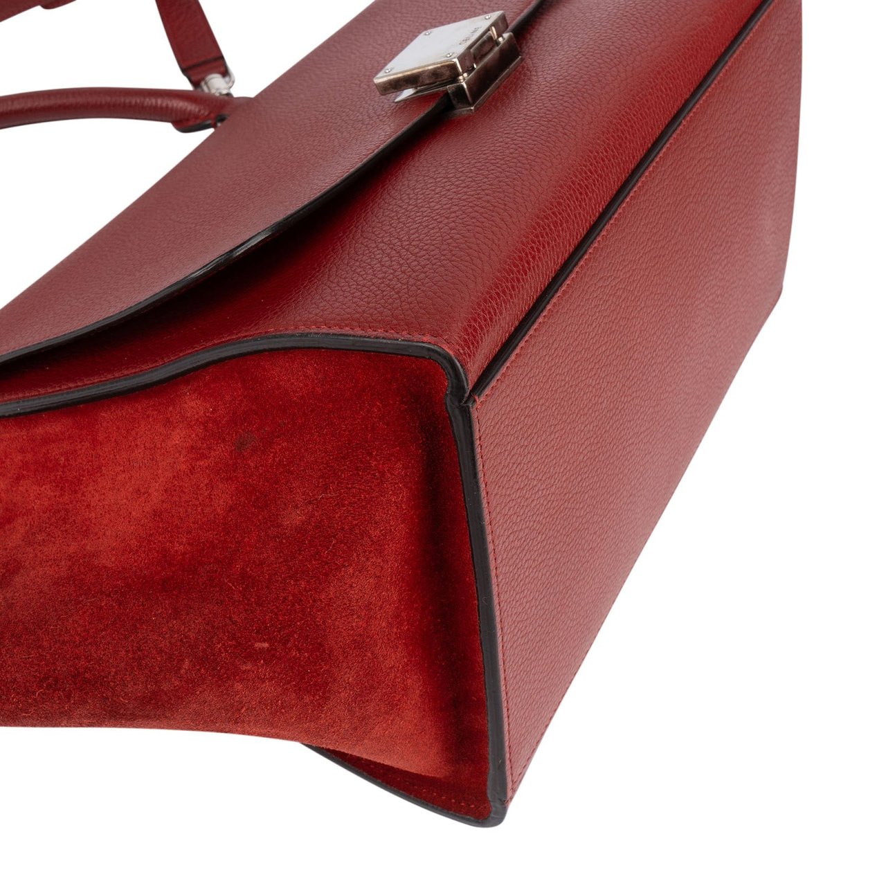 Celine Celine Grained Leather and Suede Trapeze Handbag Rood