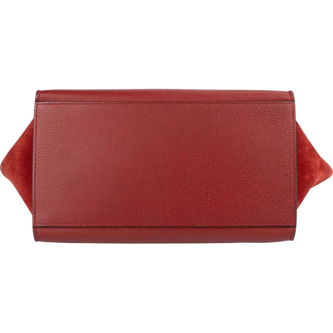 Celine Celine Grained Leather and Suede Trapeze Handbag Rood