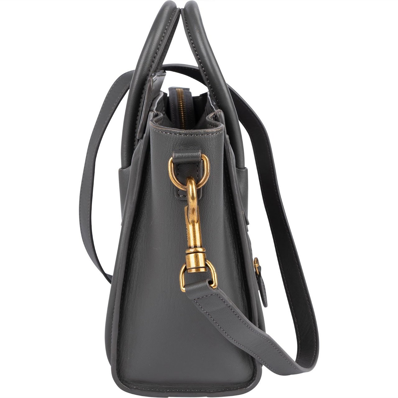 Celine Céline Grey Leather Luggage Handbag Donkergrijs