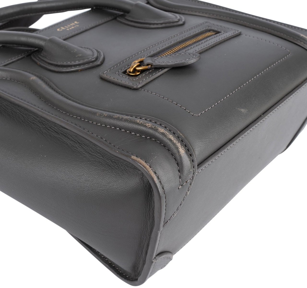 Celine Céline Grey Leather Luggage Handbag Donkergrijs