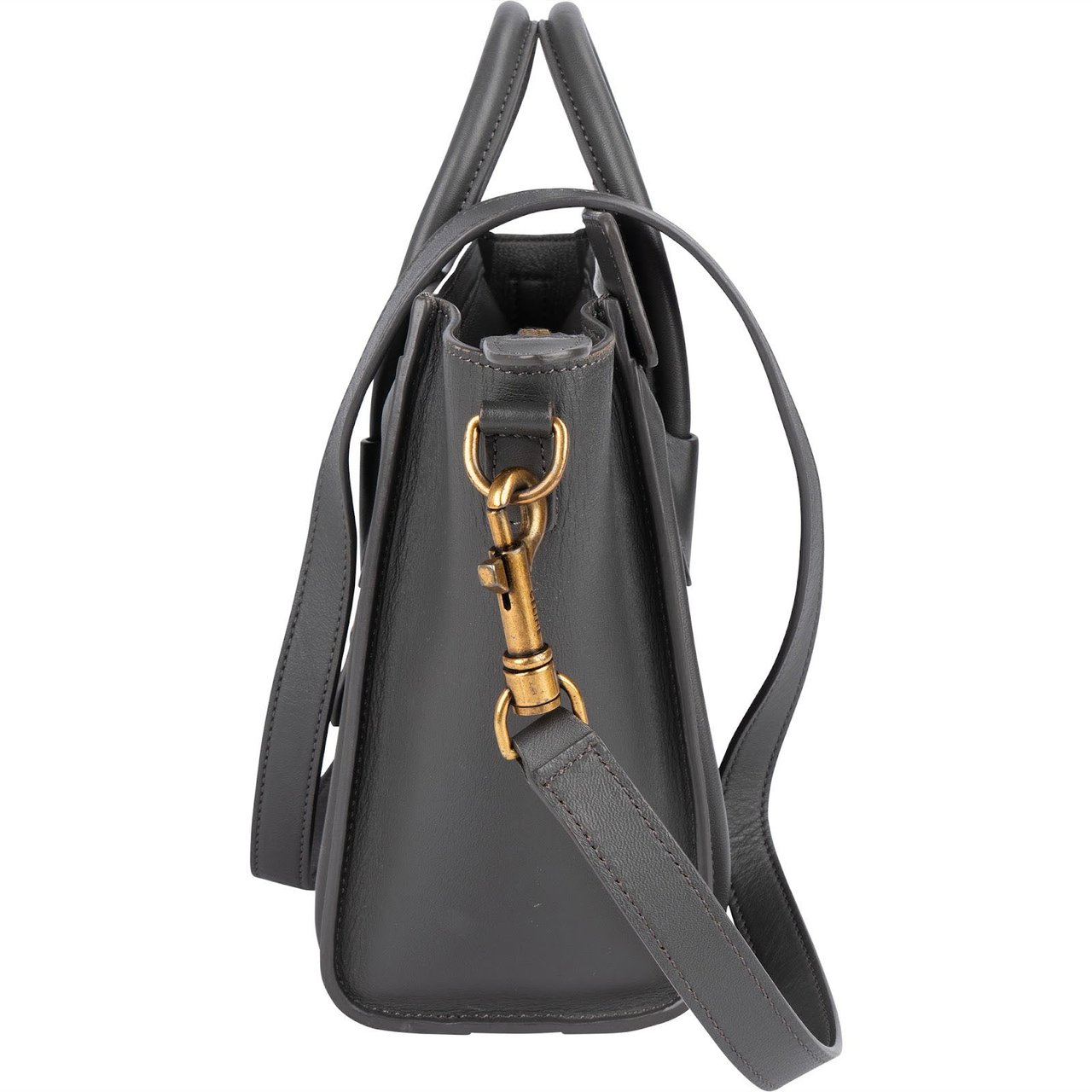 Celine Céline Grey Leather Luggage Handbag Donkergrijs