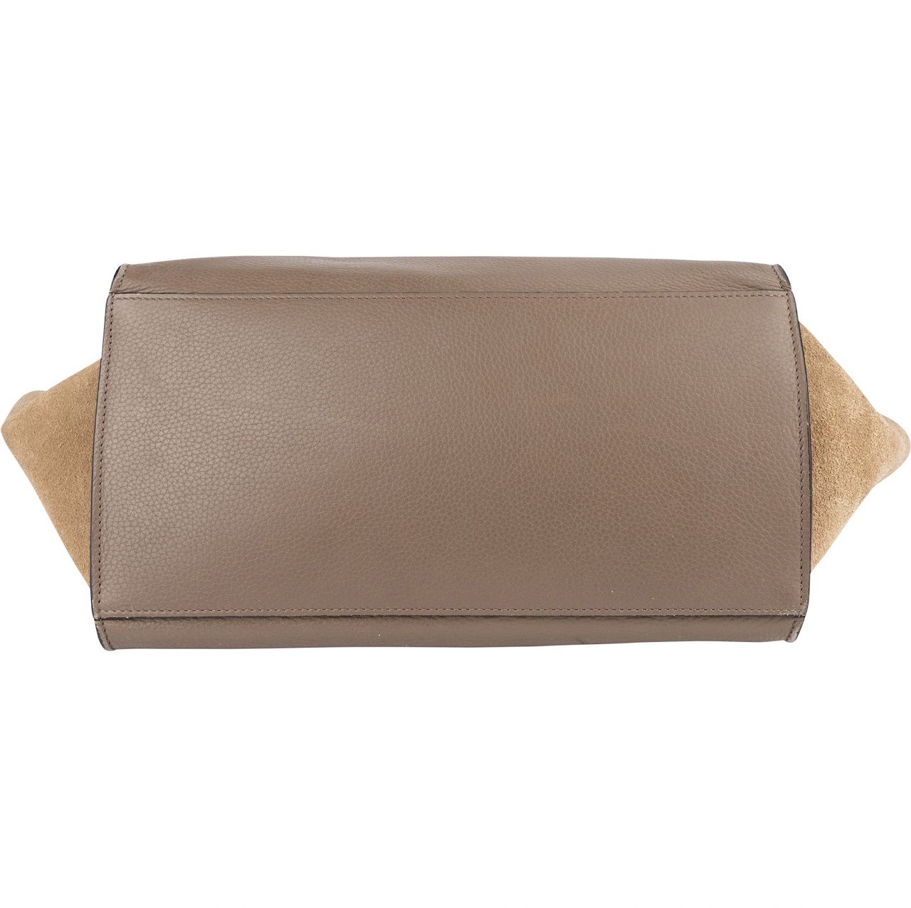 Celine Céline Drummed Suede Leather Trapeze Handbag Taupe