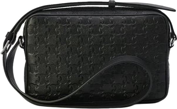 Celine Embossed Calf Leather Crossbody Bag with Adjustable Strap Wit