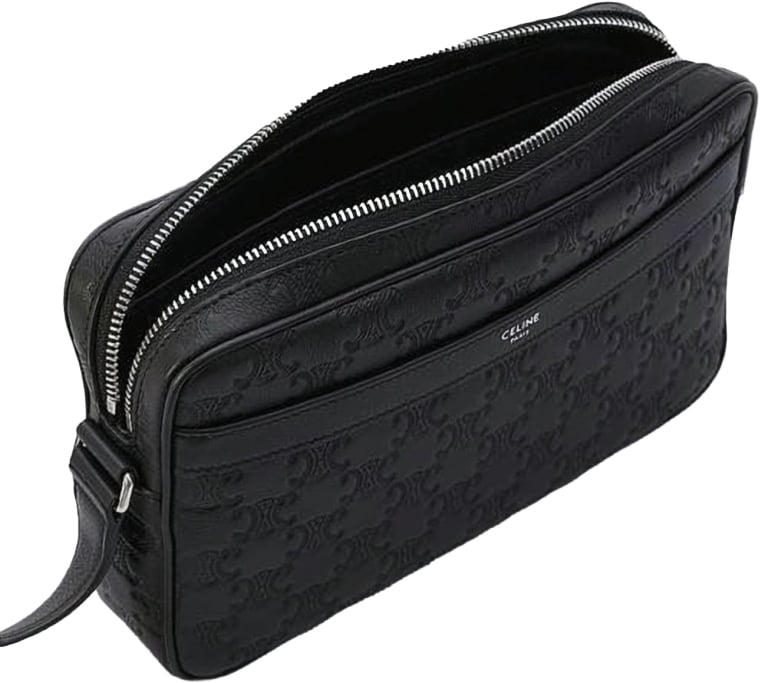 Celine Embossed Calf Leather Crossbody Bag with Adjustable Strap Wit