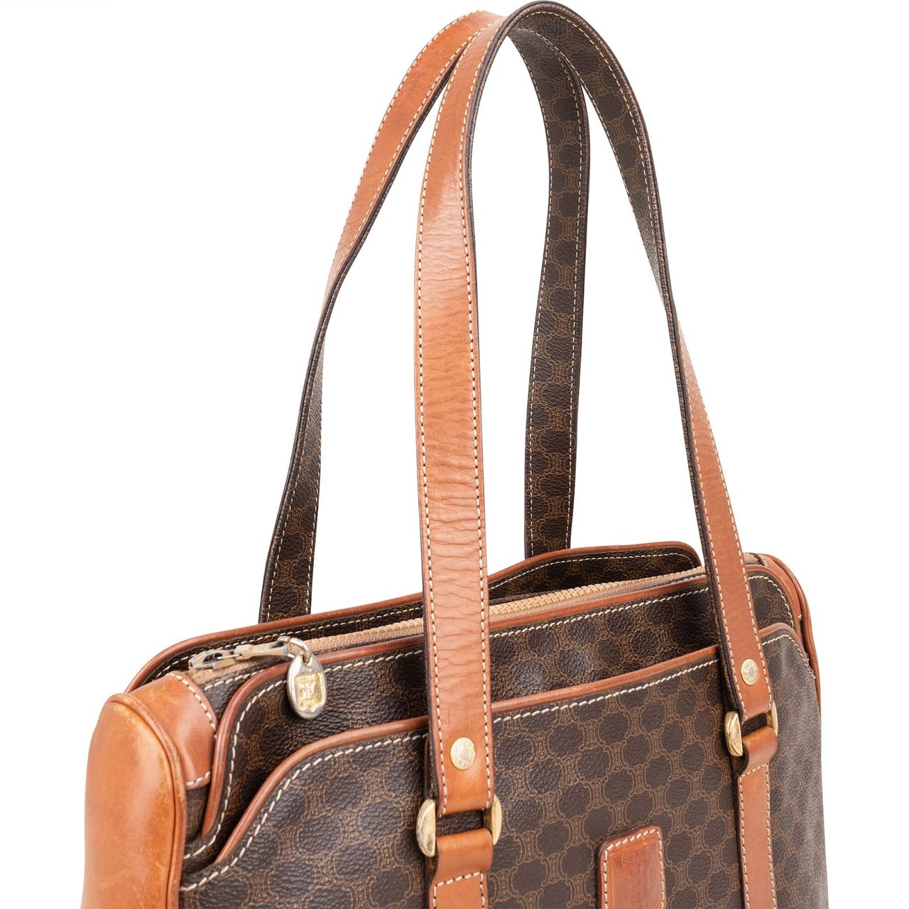 Celine Celine Macadam Canvas Tote Shoulder Bag Bruin