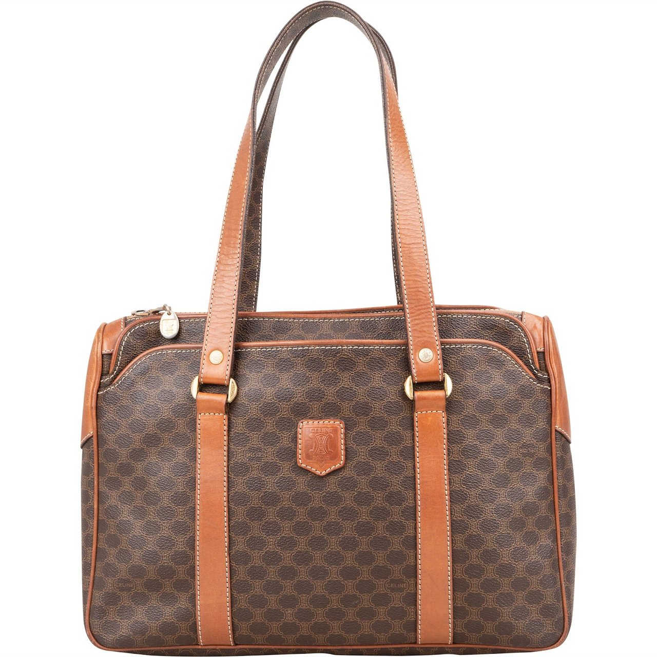 Celine Celine Macadam Canvas Tote Shoulder Bag Bruin