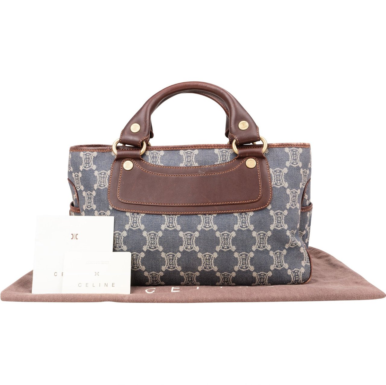 Celine Celine Macadam Denim Boogie Handbag Blauw
