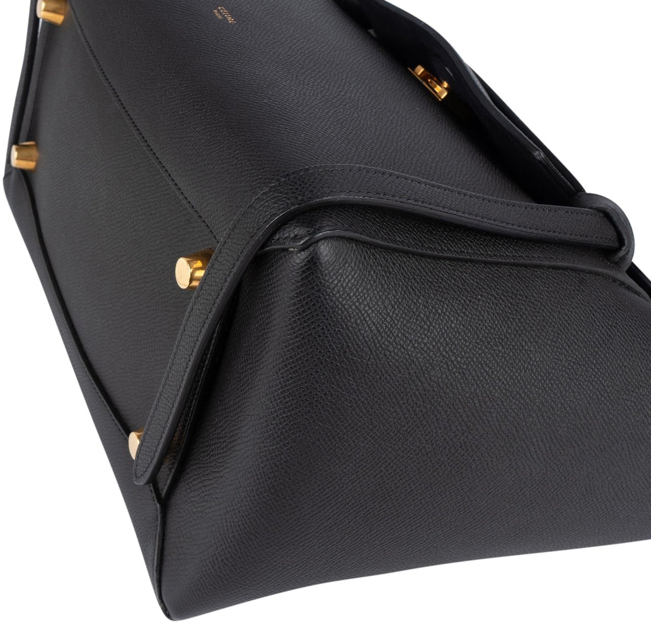 Celine Céline Black Leather Grained Calfskin Belt Handbag Zwart