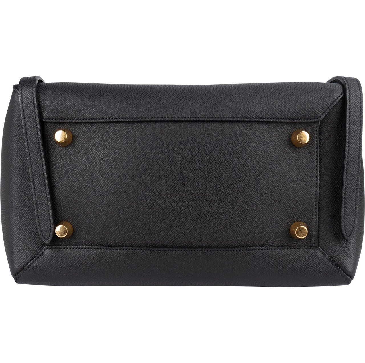 Celine Céline Black Leather Grained Calfskin Belt Handbag Zwart