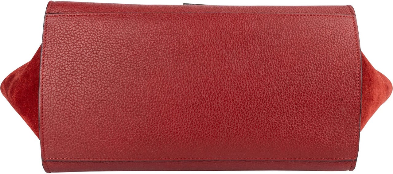 Celine Celine Grained Calfskin Suede Leather Trapeze Handbag Rood