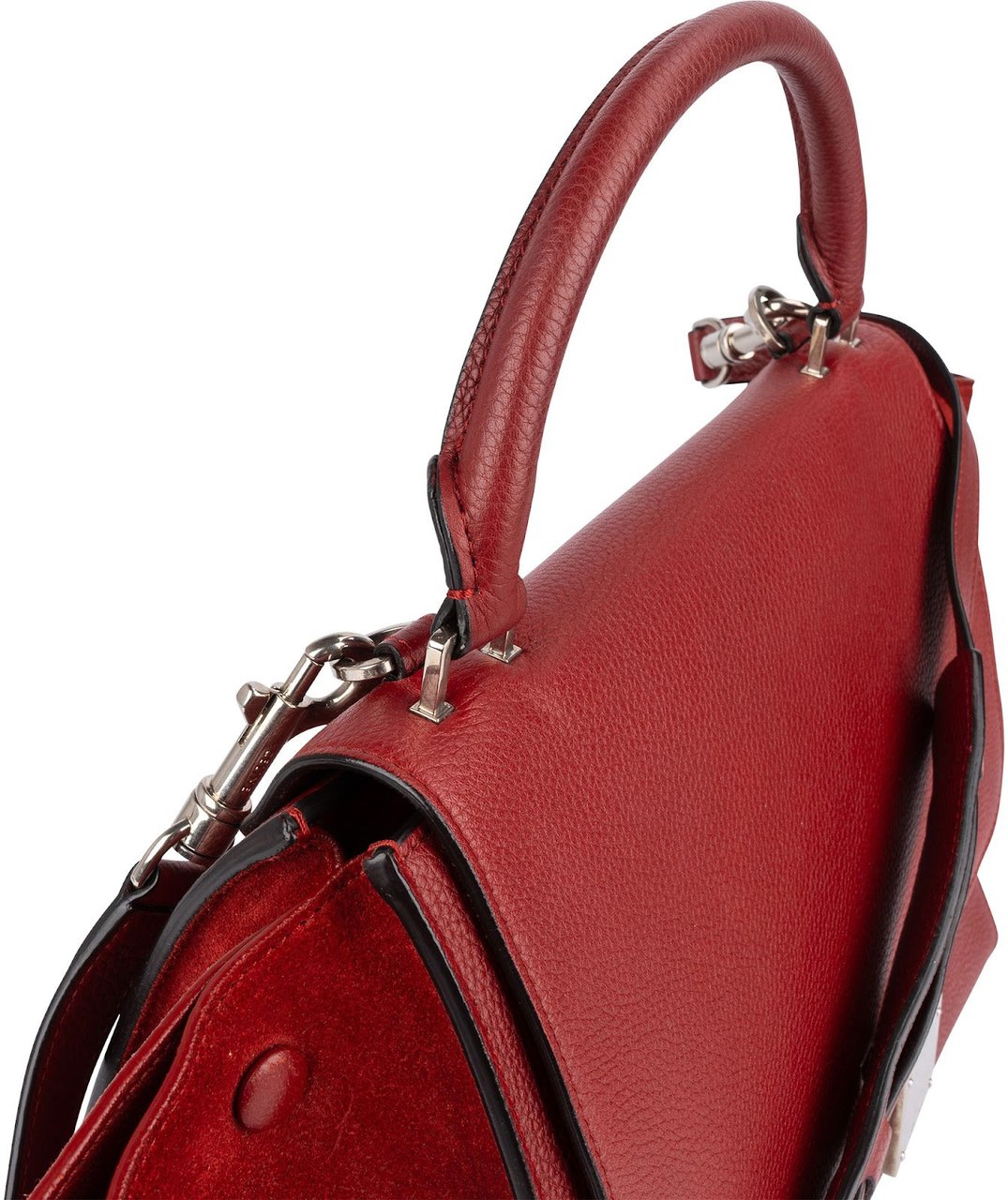 Celine Celine Grained Calfskin Suede Leather Trapeze Handbag Rood