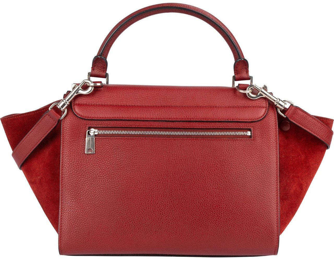 Celine Celine Grained Calfskin Suede Leather Trapeze Handbag Rood