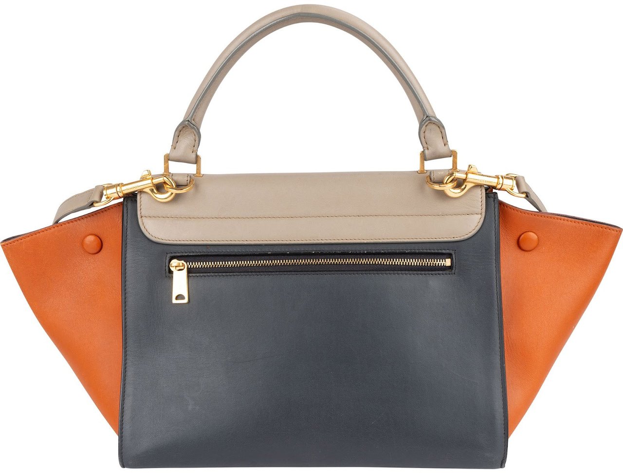 Celine Céline Tricolor Leather Trapeze Handbag Zwart