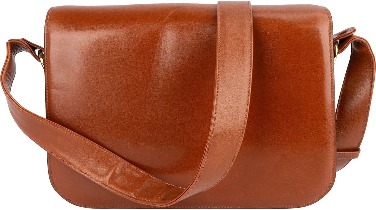 Celine Celine Boxcalf Leather Triomphe Shoulder Bag Bruin