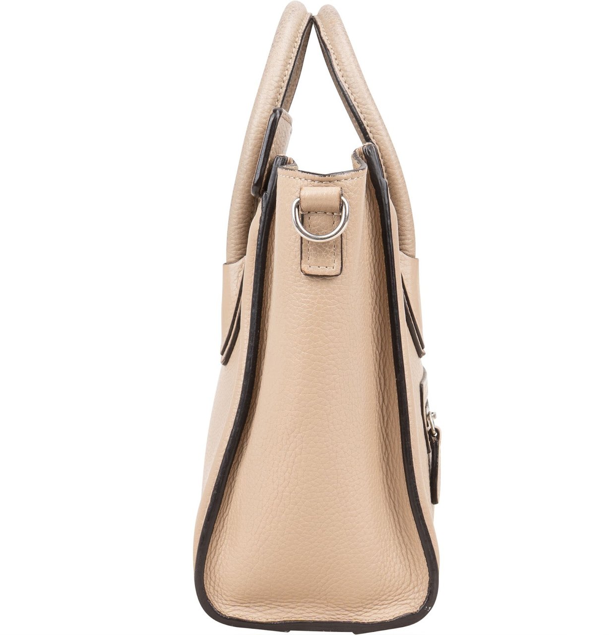 Celine Céline Drummed Calfskin Luggage Handbag Beige