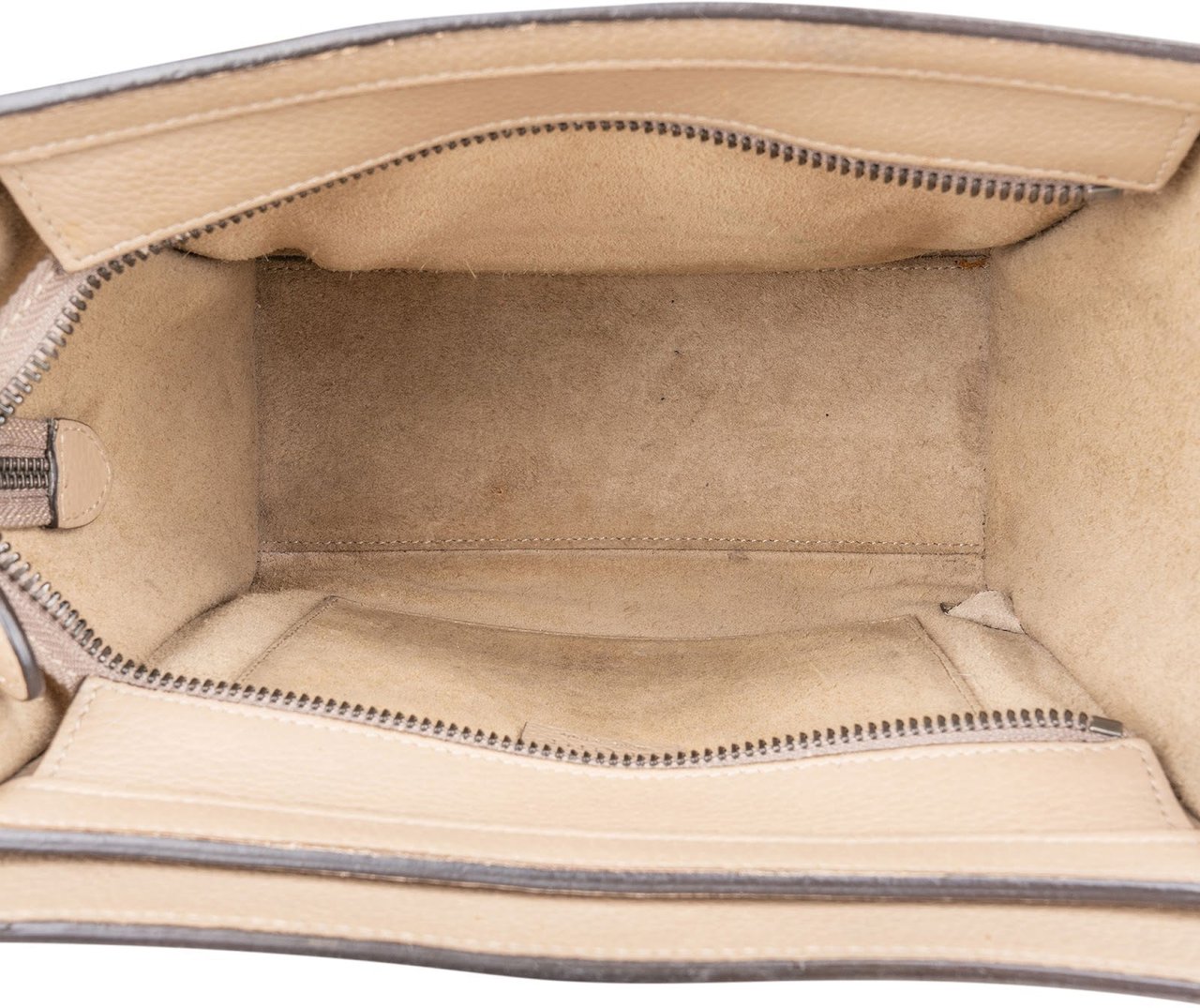Celine Céline Drummed Calfskin Luggage Handbag Beige