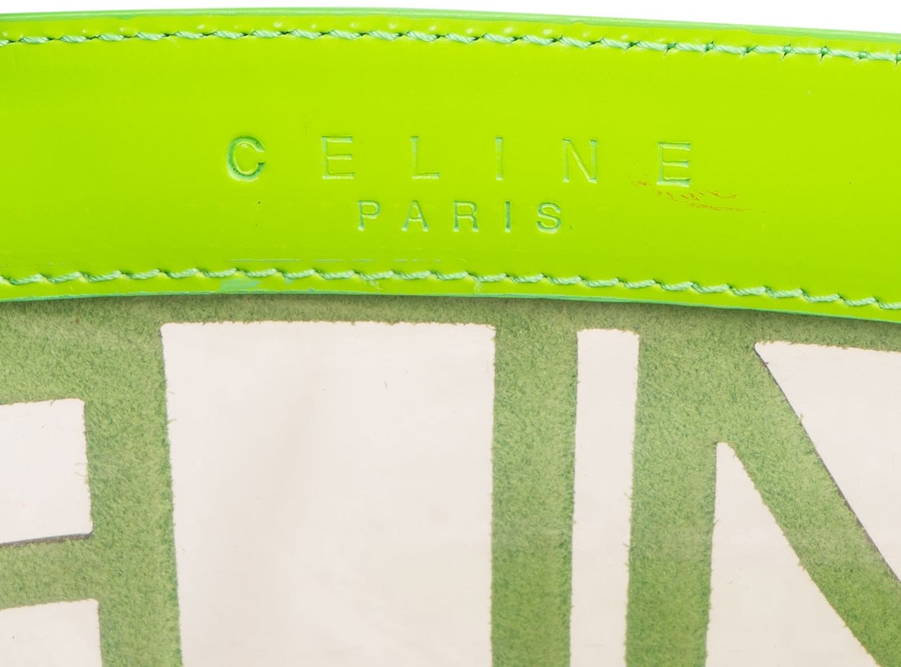 Celine Celine Patent Leather Vertical Transparent Cutout Handbag Groen