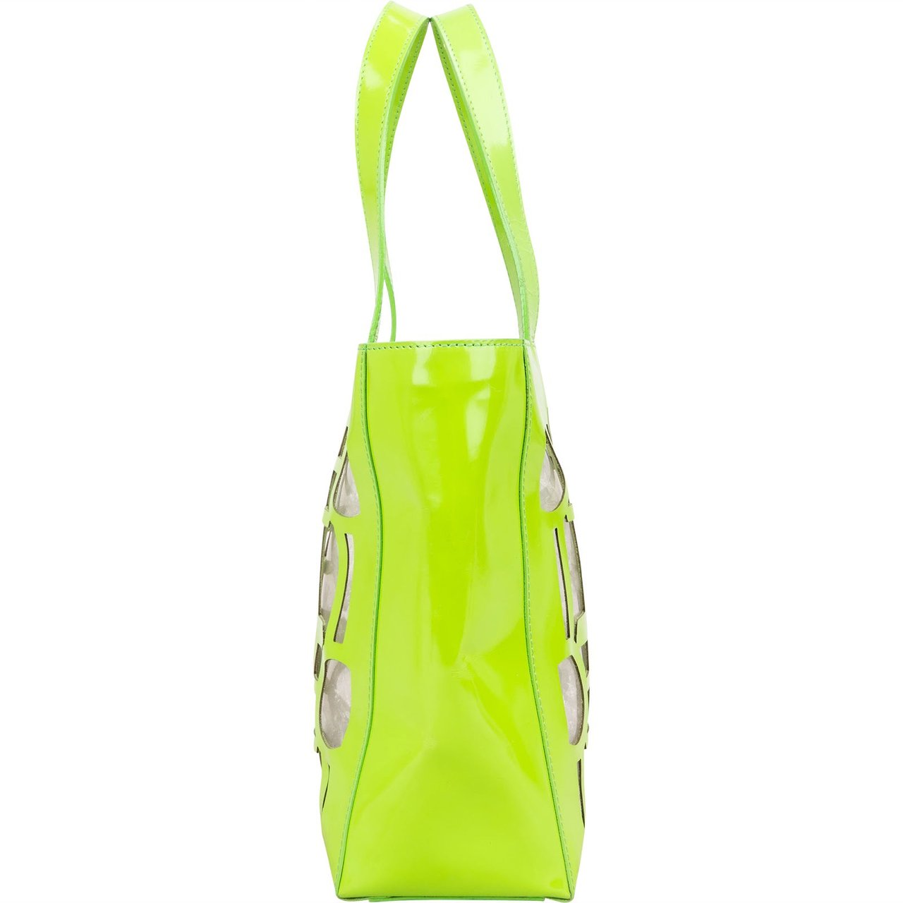 Celine Celine Patent Leather Vertical Transparent Cutout Handbag Groen