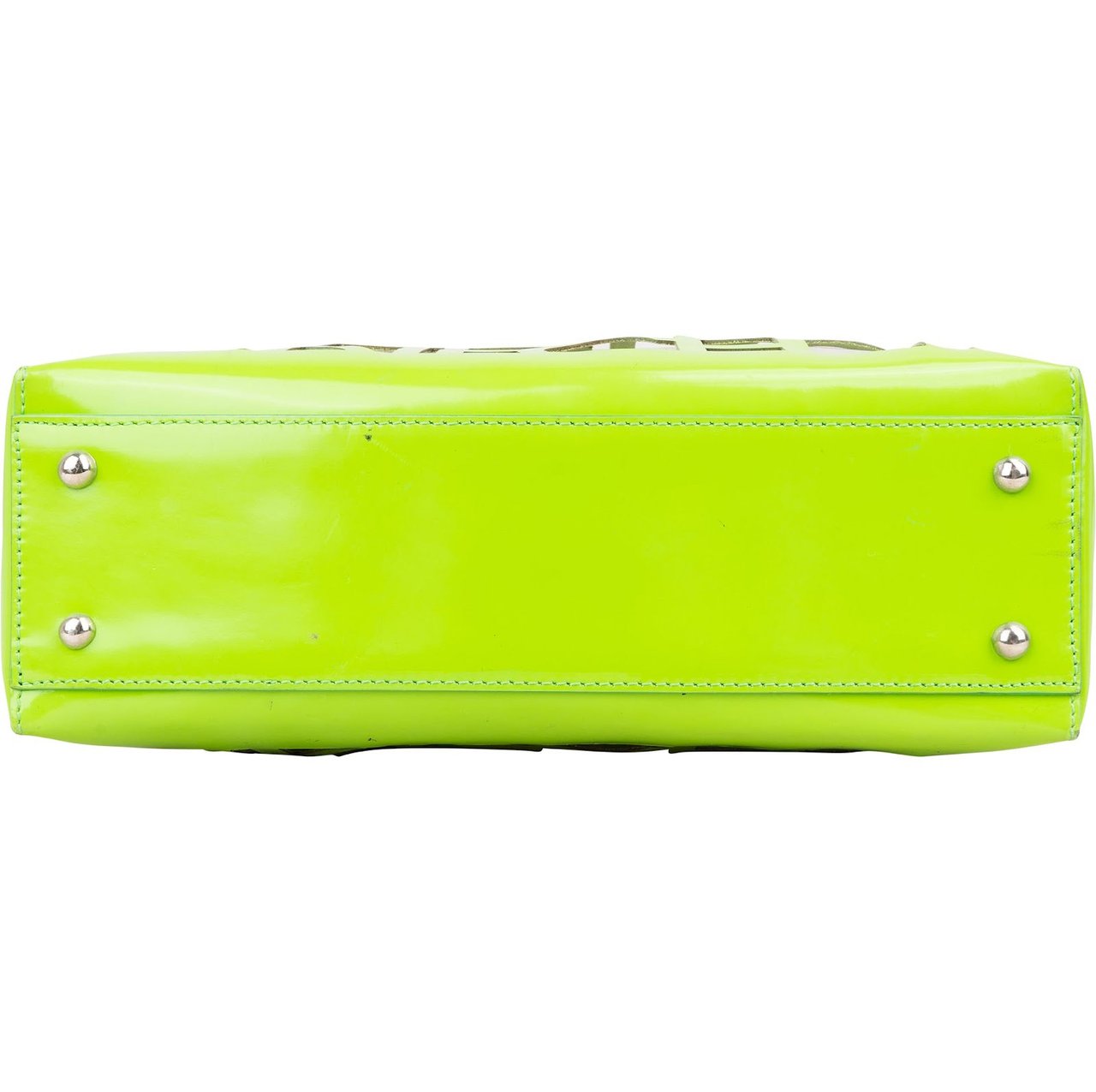 Celine Celine Patent Leather Vertical Transparent Cutout Handbag Groen