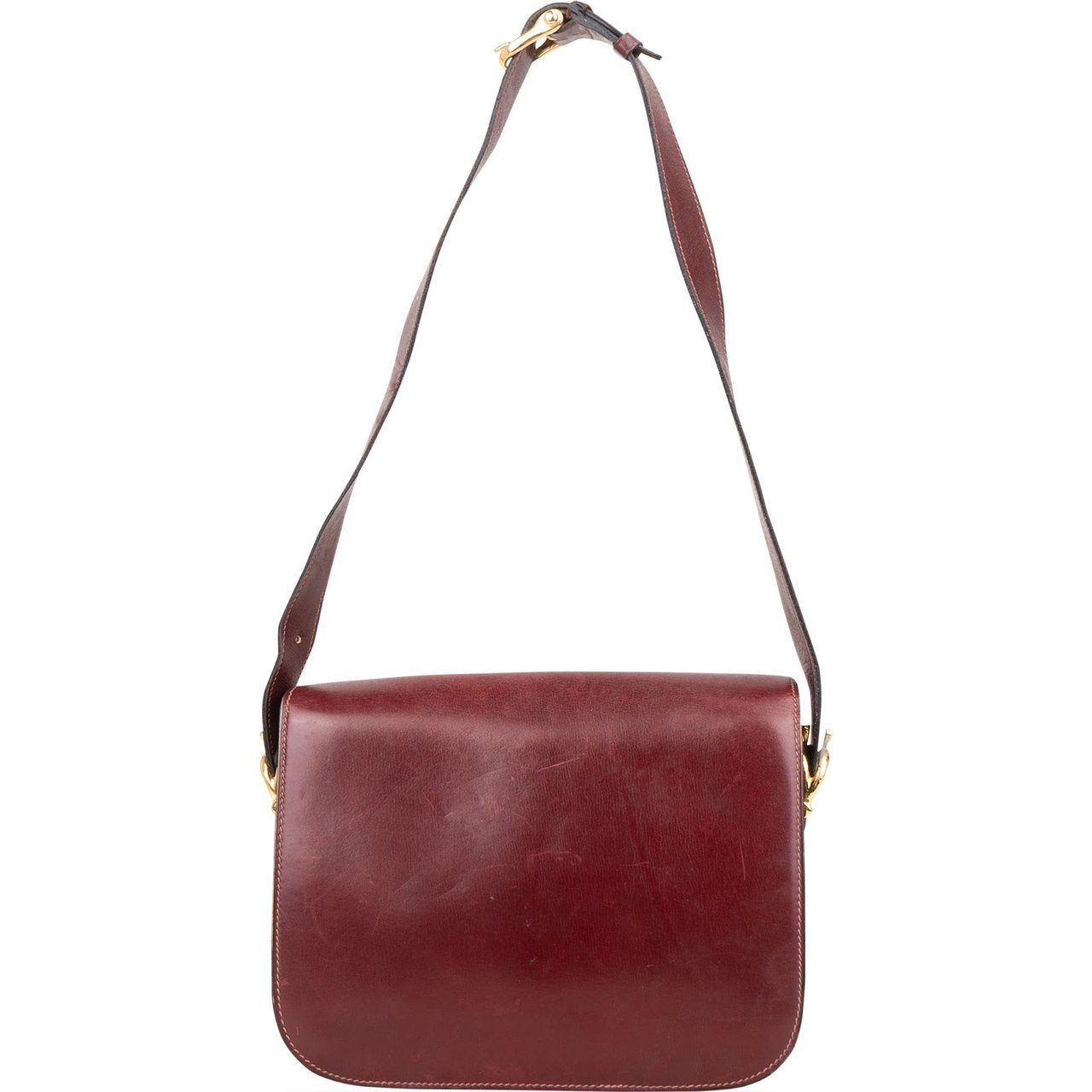 Celine Celine Bordeaux Bocalf Flap Triomphe Shoulder Bag Maroon