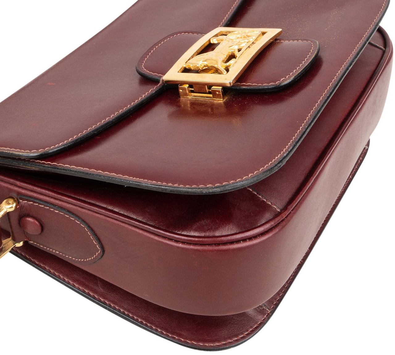 Celine Celine Bordeaux Bocalf Flap Triomphe Shoulder Bag Maroon