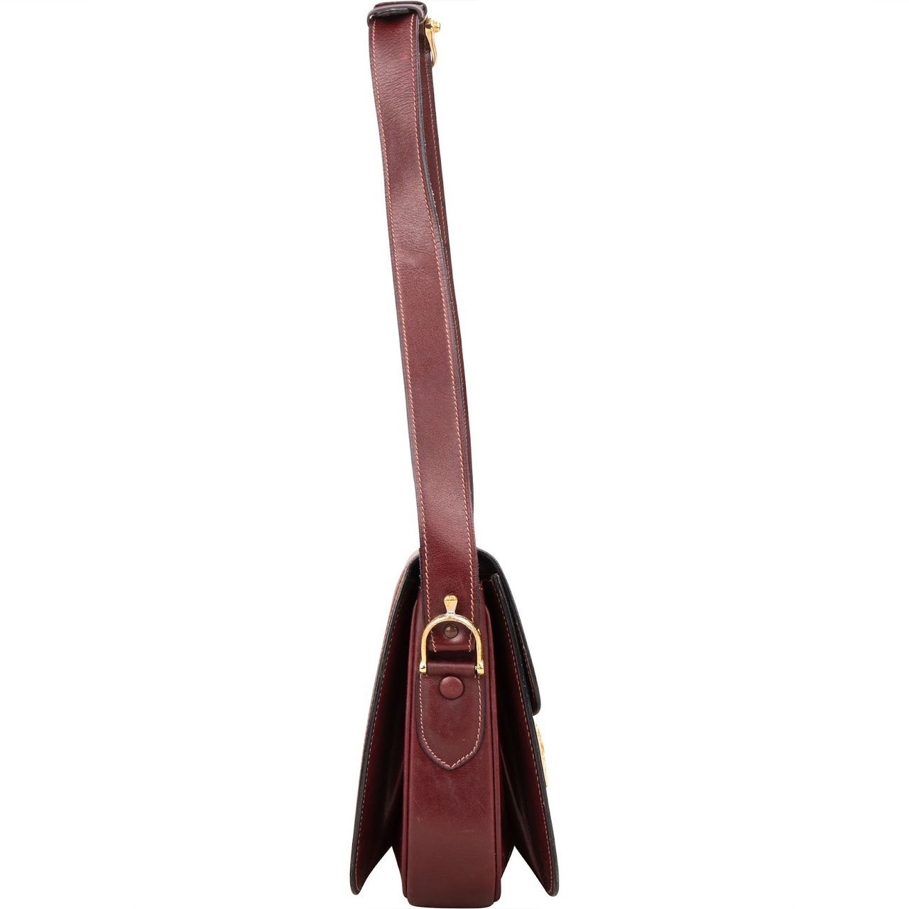 Celine Celine Bordeaux Bocalf Flap Triomphe Shoulder Bag Maroon