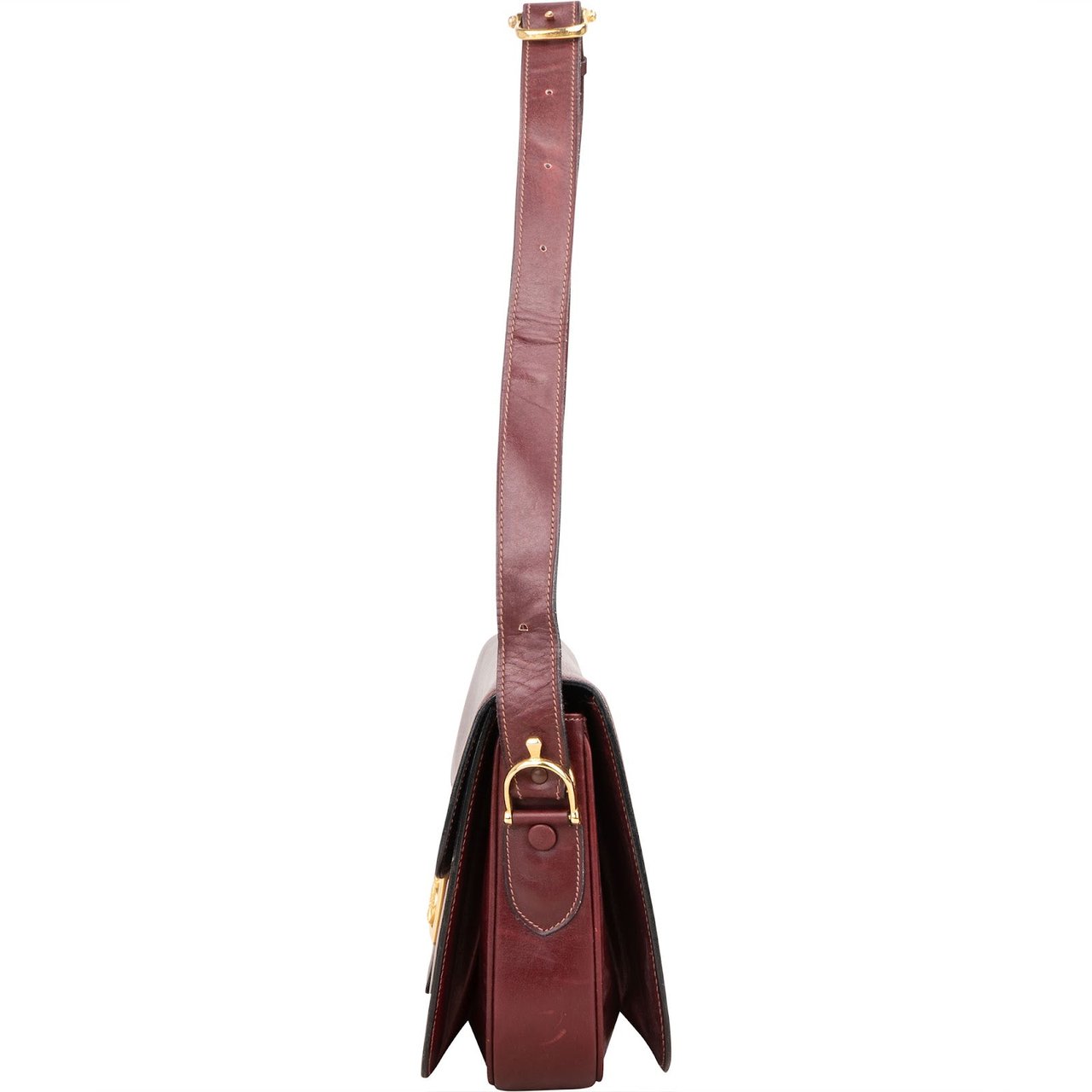 Celine Celine Bordeaux Bocalf Flap Triomphe Shoulder Bag Maroon