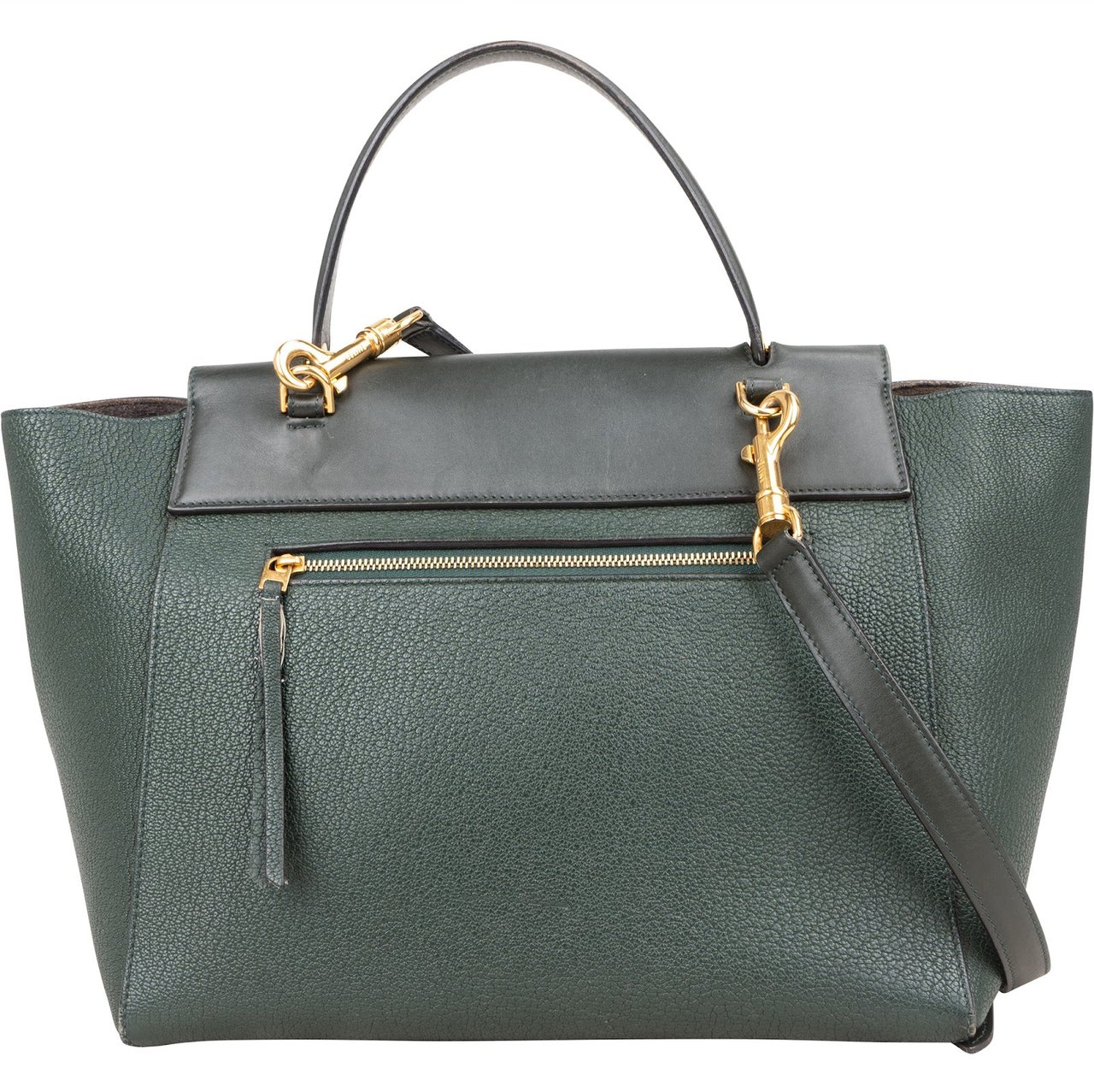 Celine Celine Dark Green Leather Belt Handbag Donkergroen