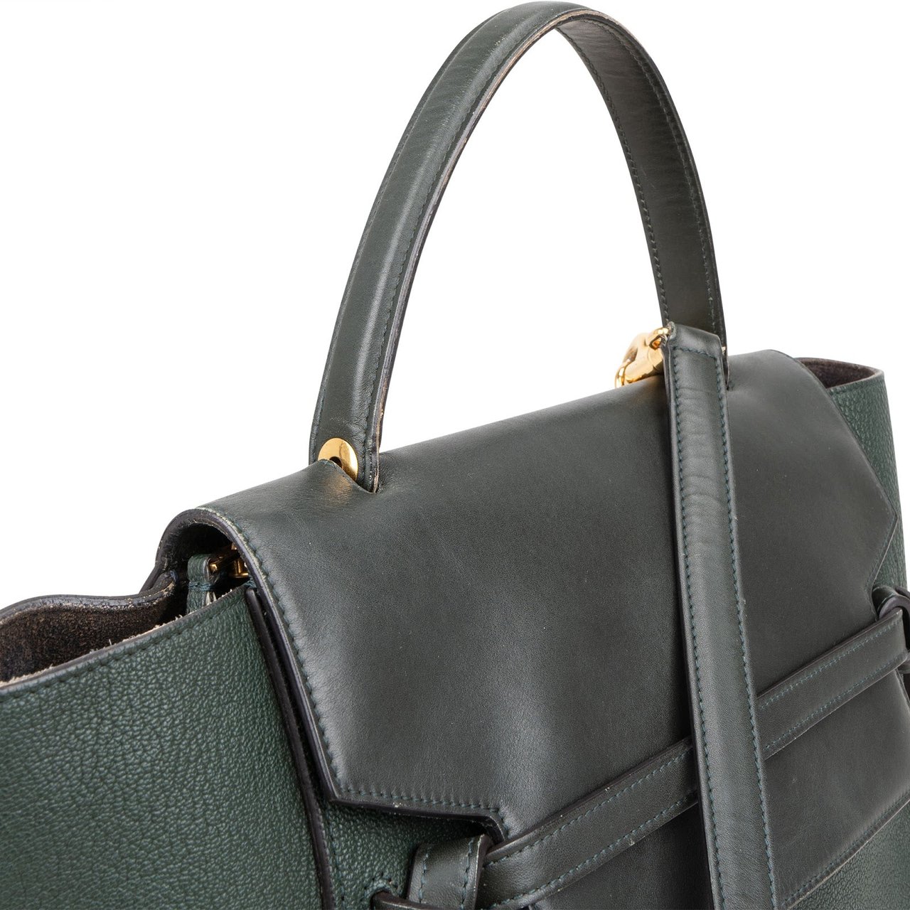 Celine Celine Dark Green Leather Belt Handbag Donkergroen