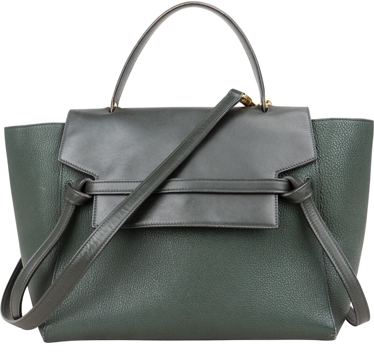 Celine Celine Dark Green Leather Belt Handbag Donkergroen