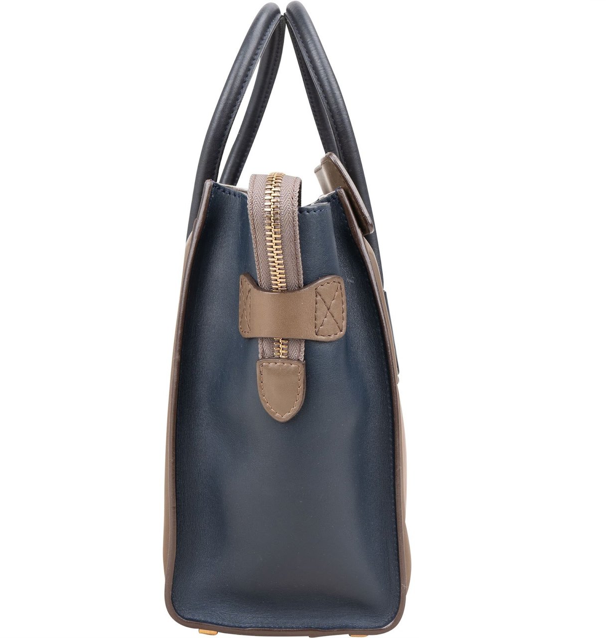 Celine Céline Tricolor Leather Luggage Handbag Bruin