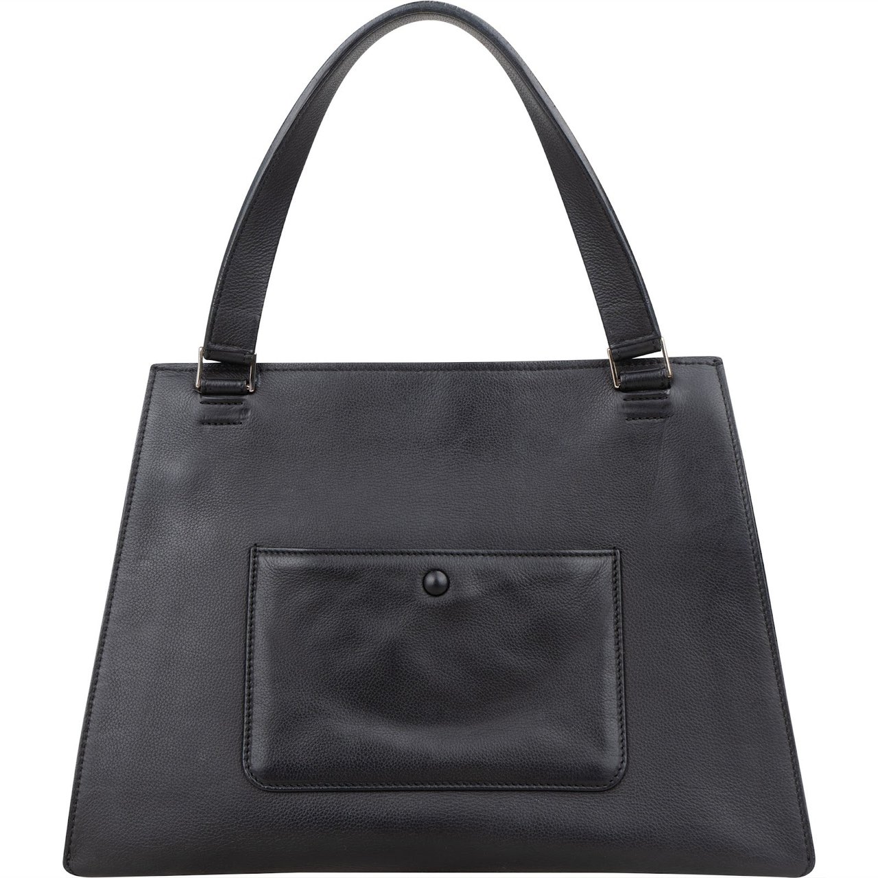 Celine Céline Grained Leather Edge Handbag Zwart