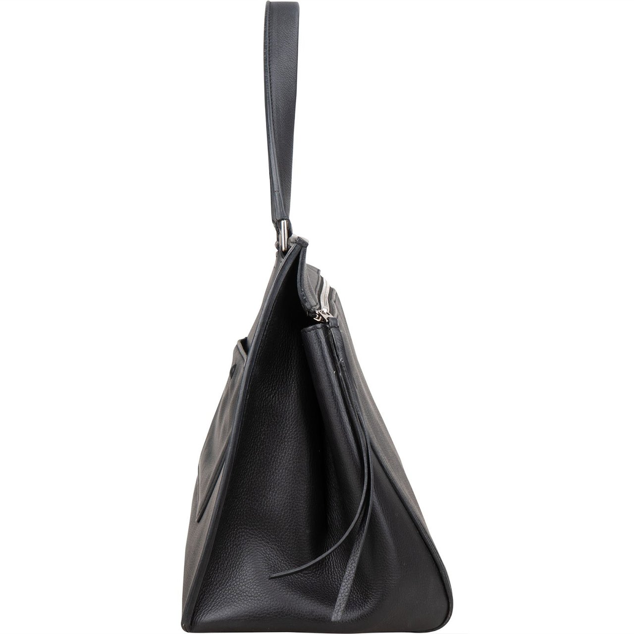 Celine Céline Grained Leather Edge Handbag Zwart