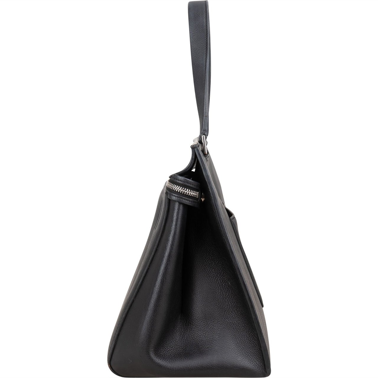 Celine Céline Grained Leather Edge Handbag Zwart