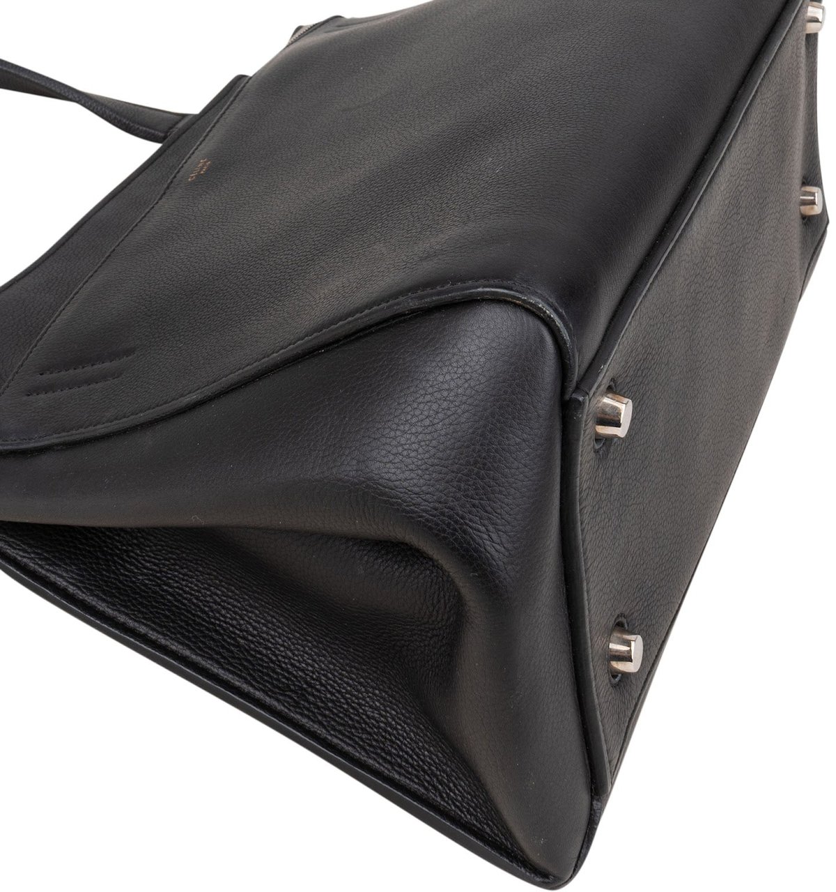 Celine Céline Grained Leather Edge Handbag Zwart