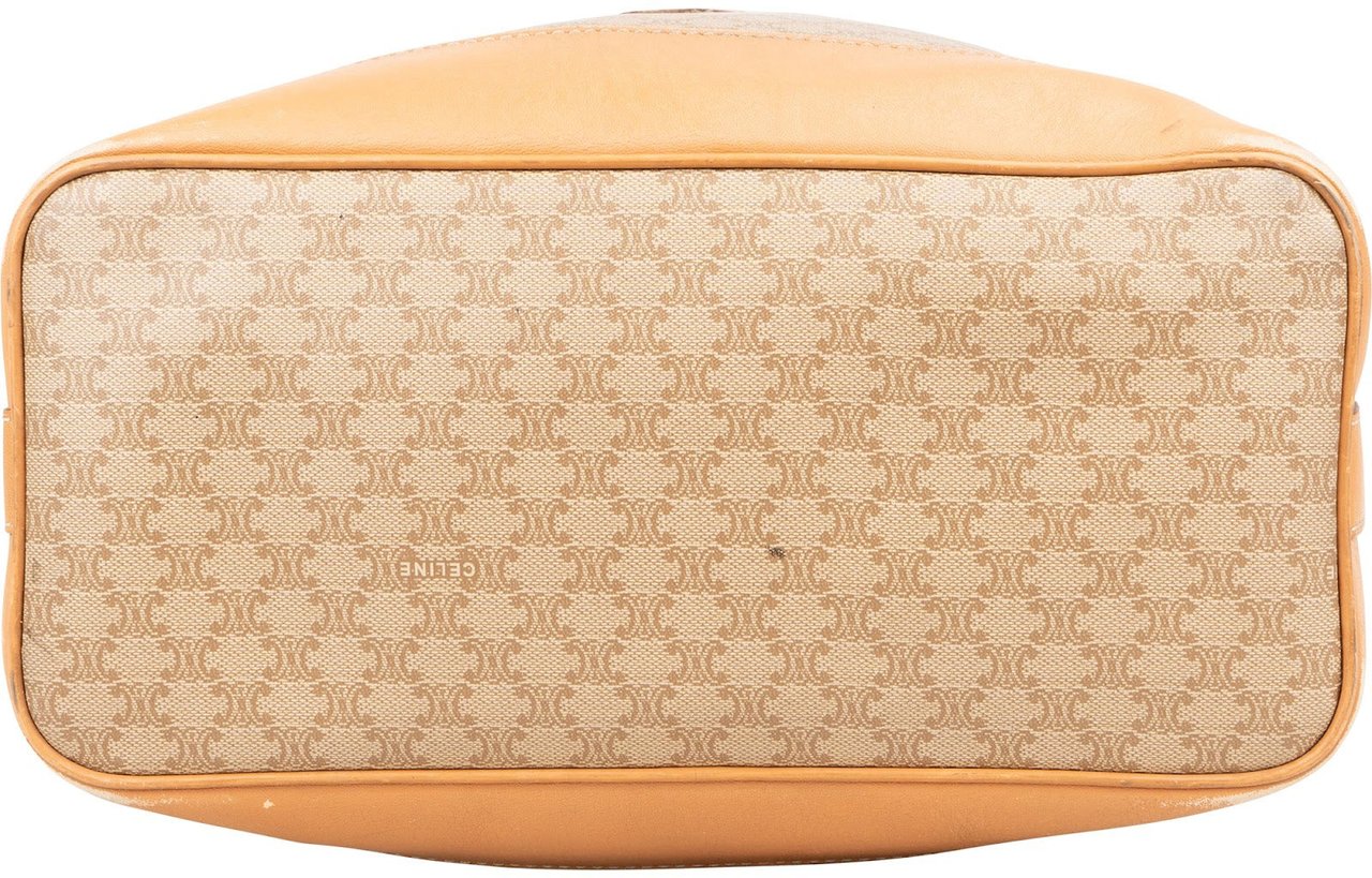 Celine Céline Macadam Monogram Bucket Drawstring Shoulder Bag Beige