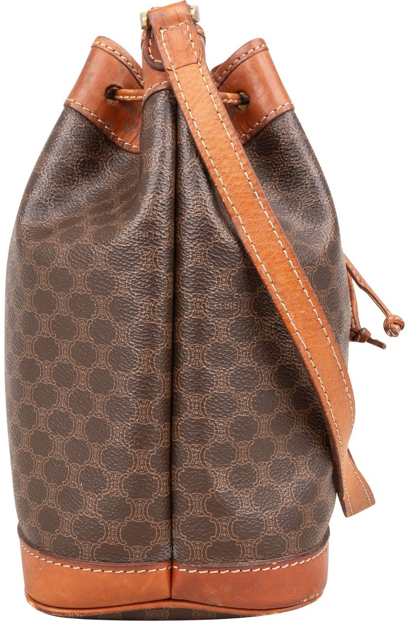 Celine Celine Macadam Monogram Drawstring Bucket Crossbody Bag Bruin