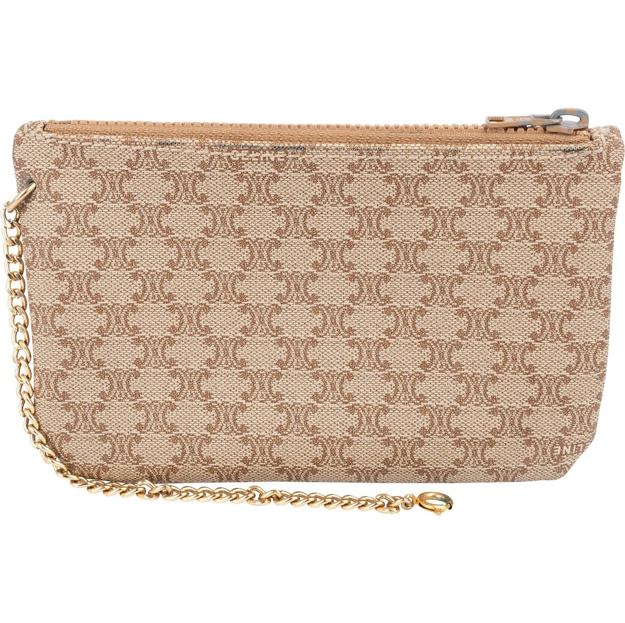 Celine Celine Maccadam Monogram Chain Pouch Beige