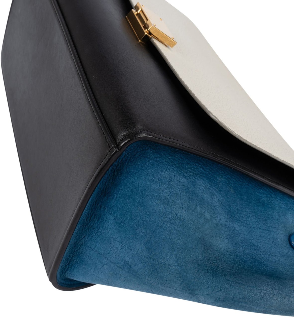Celine Céline Tricolor Leather Trapeze Handbag Wit