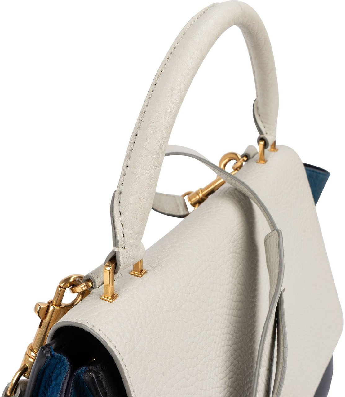 Celine Céline Tricolor Leather Trapeze Handbag Wit