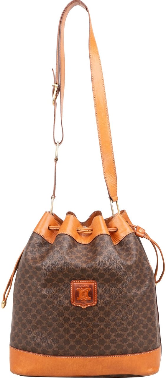 Celine Celine Monogram Macadam Canvas Bucket Shoulder Bag Bruin