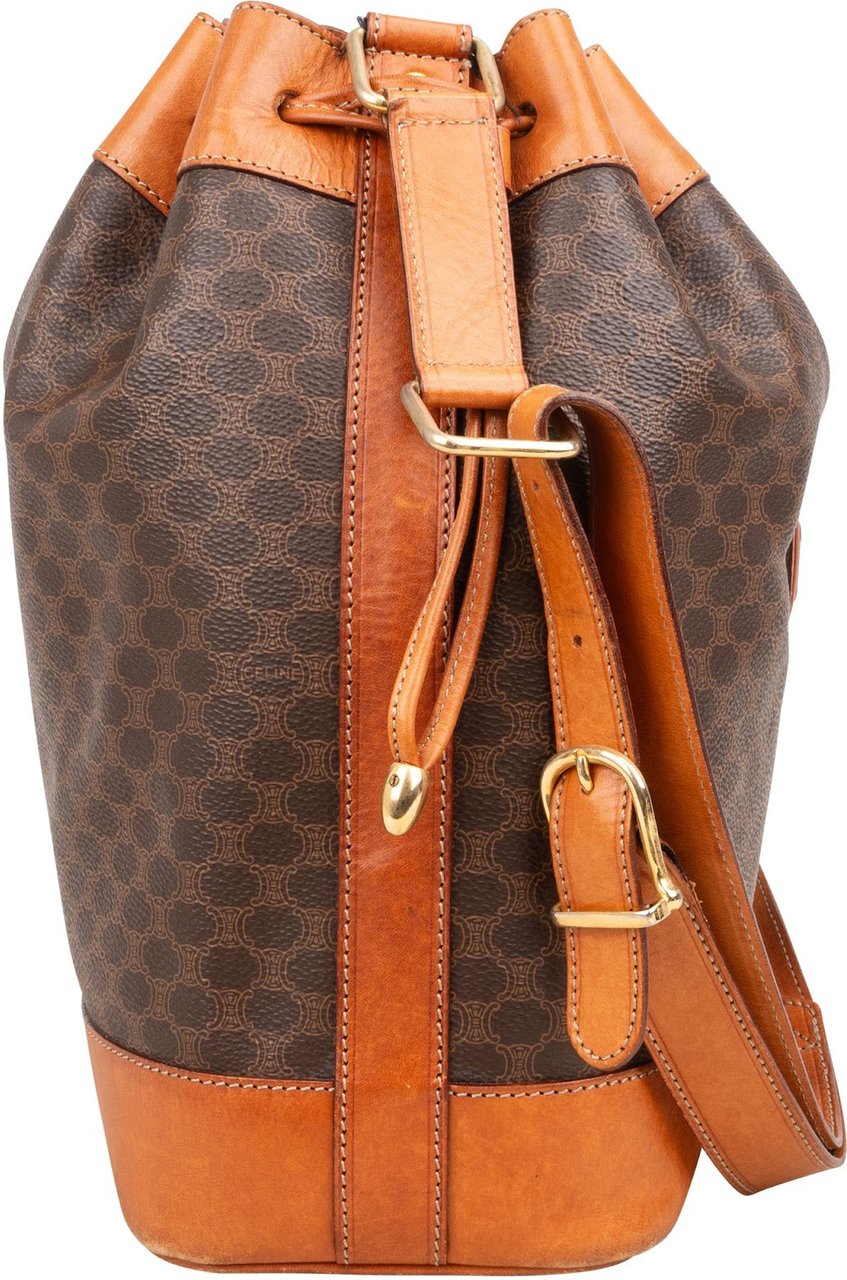 Celine Celine Monogram Macadam Canvas Bucket Shoulder Bag Bruin