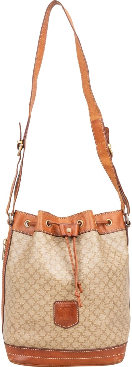 Celine Celine Monogram Macadam Canvas Bucket Shoulder Bag Bruin