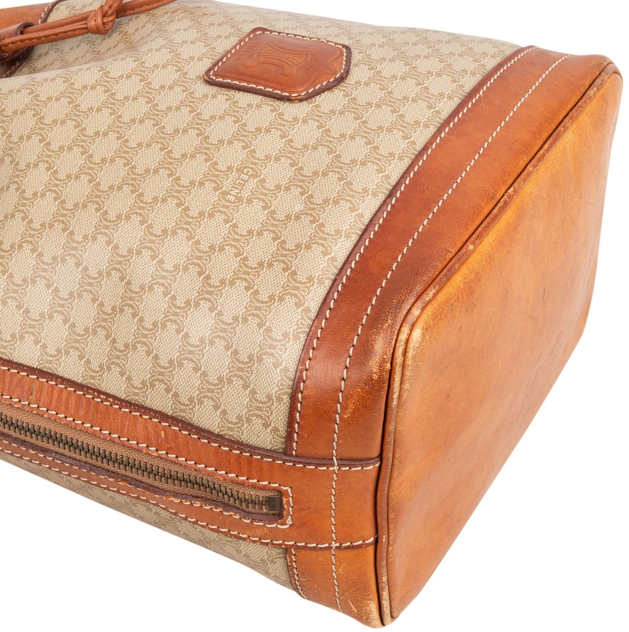 Celine Celine Monogram Macadam Canvas Bucket Shoulder Bag Bruin