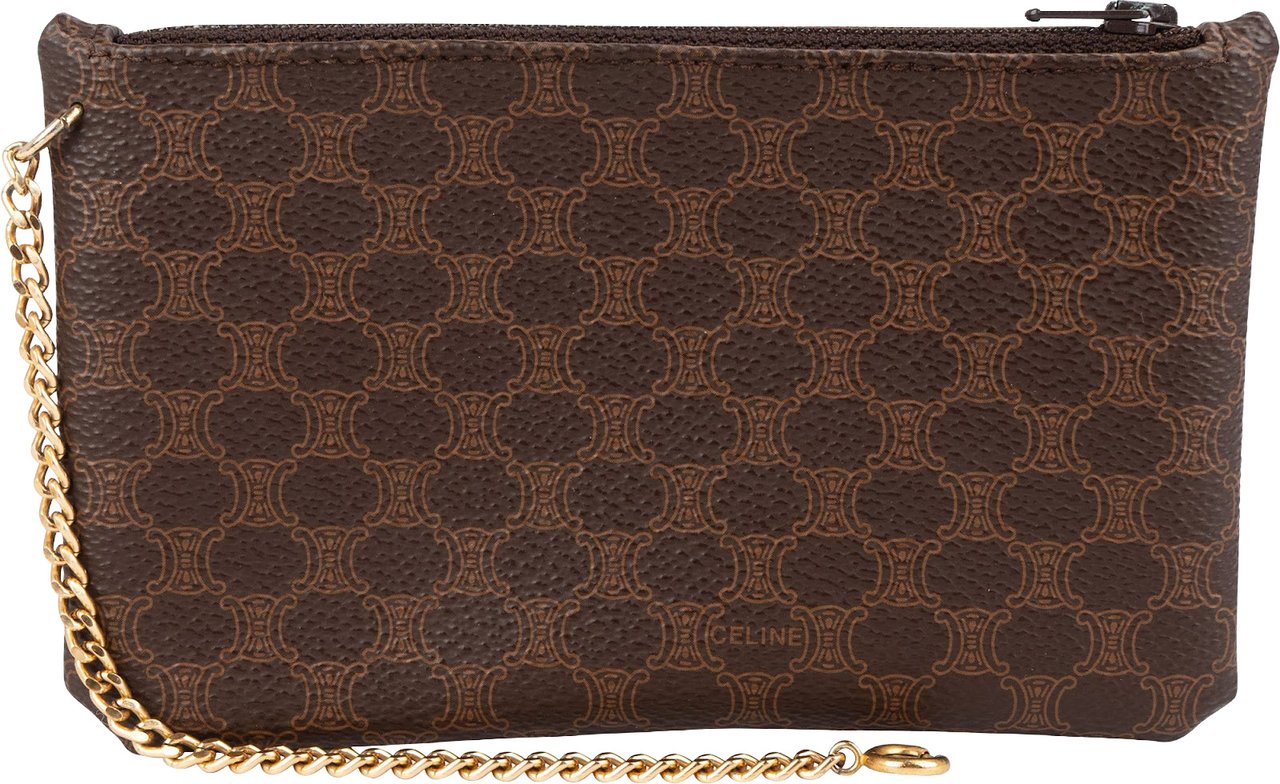 Celine Celine Maccadam Monogram Chain Pouch Bruin